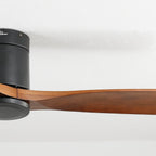 Cima | Ventilateur de plafond 132 cm encastré, acier et effet bois