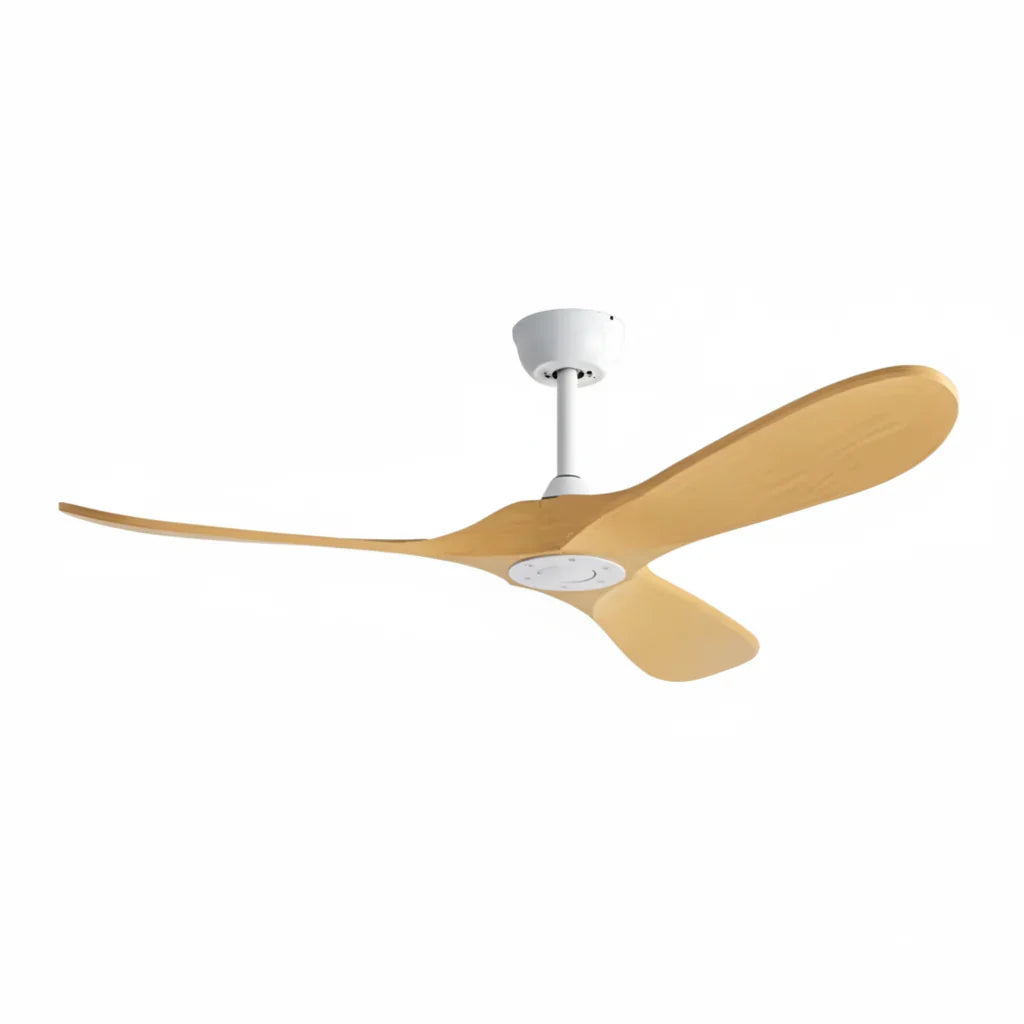 Chiaro | Ventilateur de plafond vintage bois clair et blanc, 3 pales