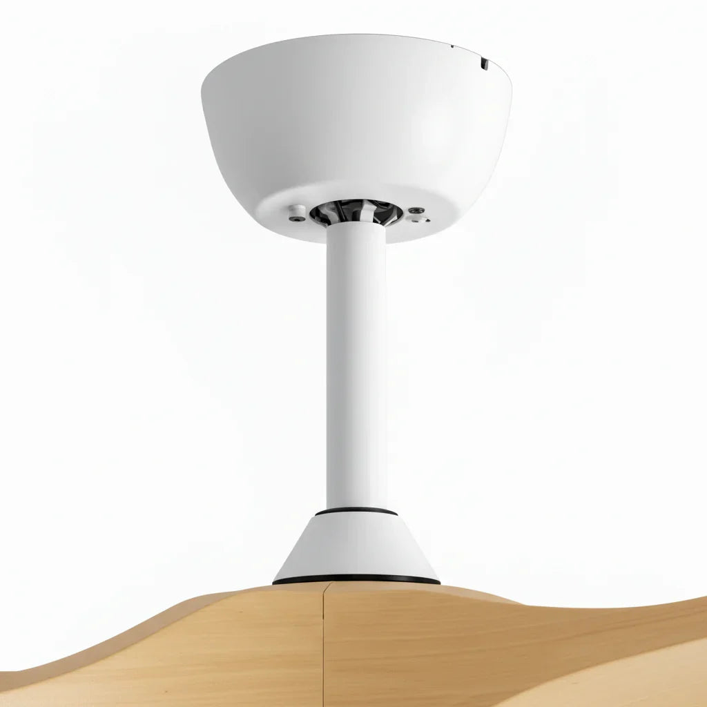 Chiaro | Ventilateur de plafond vintage bois clair et blanc, 3 pales