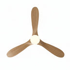Bianco | Ventilateur de plafond vintage blanc et bois naturel, LED intégrée