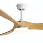 Bianco | Ventilateur de plafond vintage blanc et bois naturel, LED intégrée