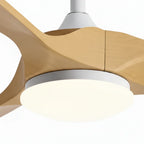 Bianco | Ventilateur de plafond vintage blanc et bois naturel, LED intégrée