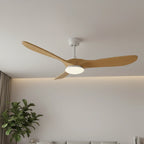 Bianco | Ventilateur de plafond vintage blanc et bois naturel, LED intégrée