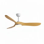 Bianco | Ventilateur de plafond vintage blanc et bois naturel, LED intégrée