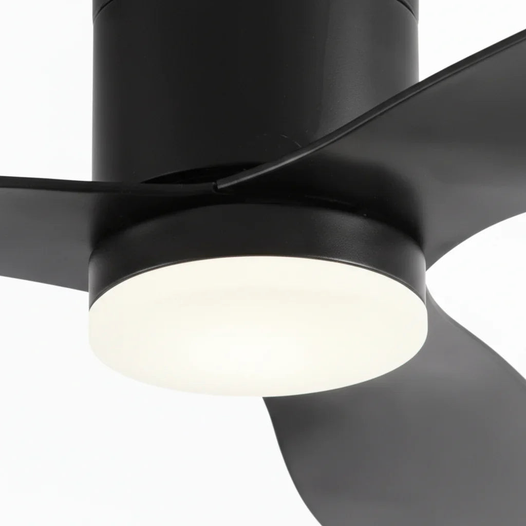Ombra | Ventilateur design LED noir mat, moteur DC réversible 106/132 cm