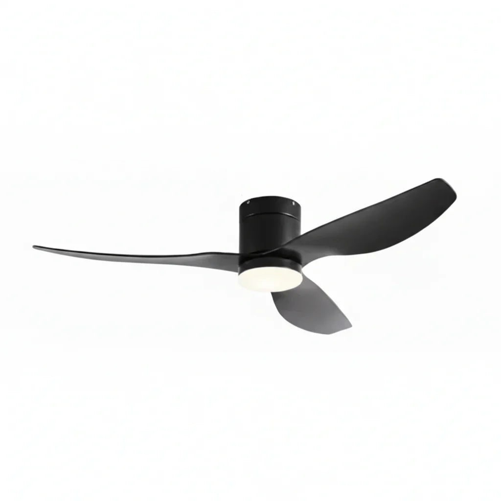 Ombra | Ventilateur design LED noir mat, moteur DC réversible 106/132 cm