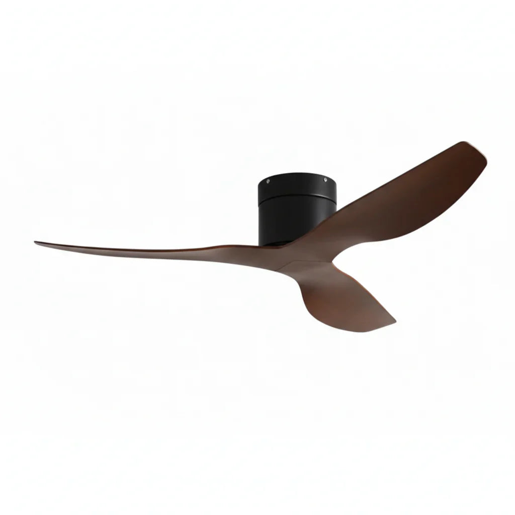 Atlante | Ventilateur de plafond ultra-plat noir et bois foncé