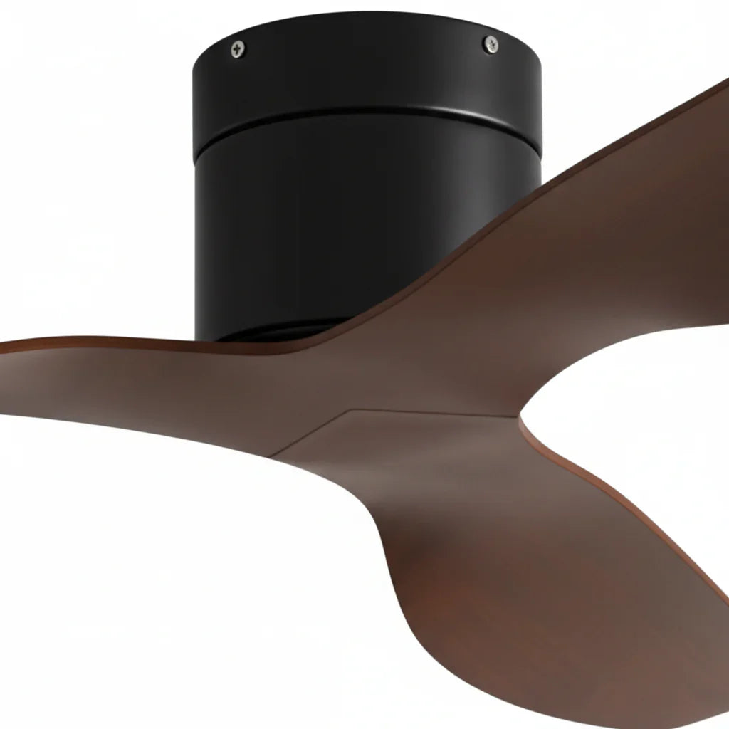 Atlante | Ventilateur de plafond ultra-plat noir et bois foncé