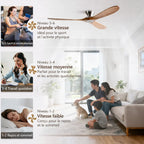 Betulla | Ventilateur de plafond bois massif naturel et blanc
