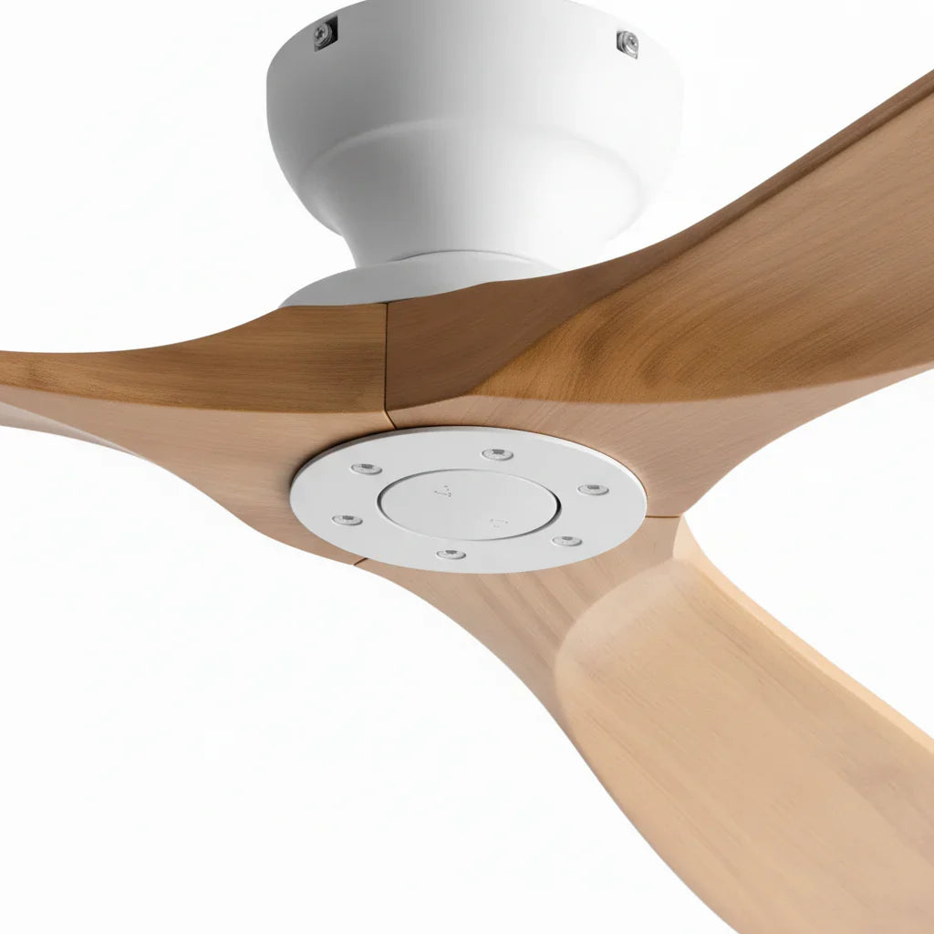 Betulla | Ventilateur de plafond bois massif naturel et blanc
