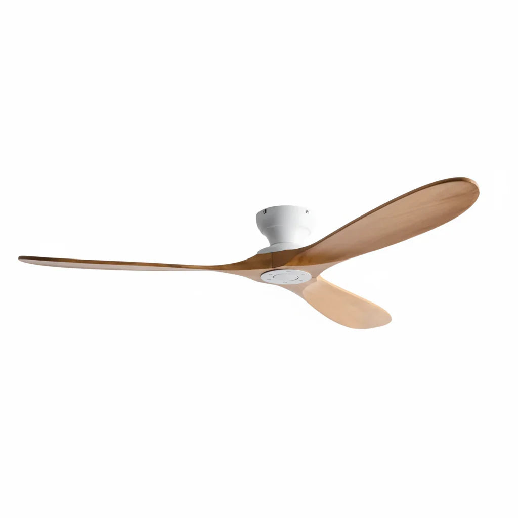 Betulla | Ventilateur de plafond bois massif naturel et blanc