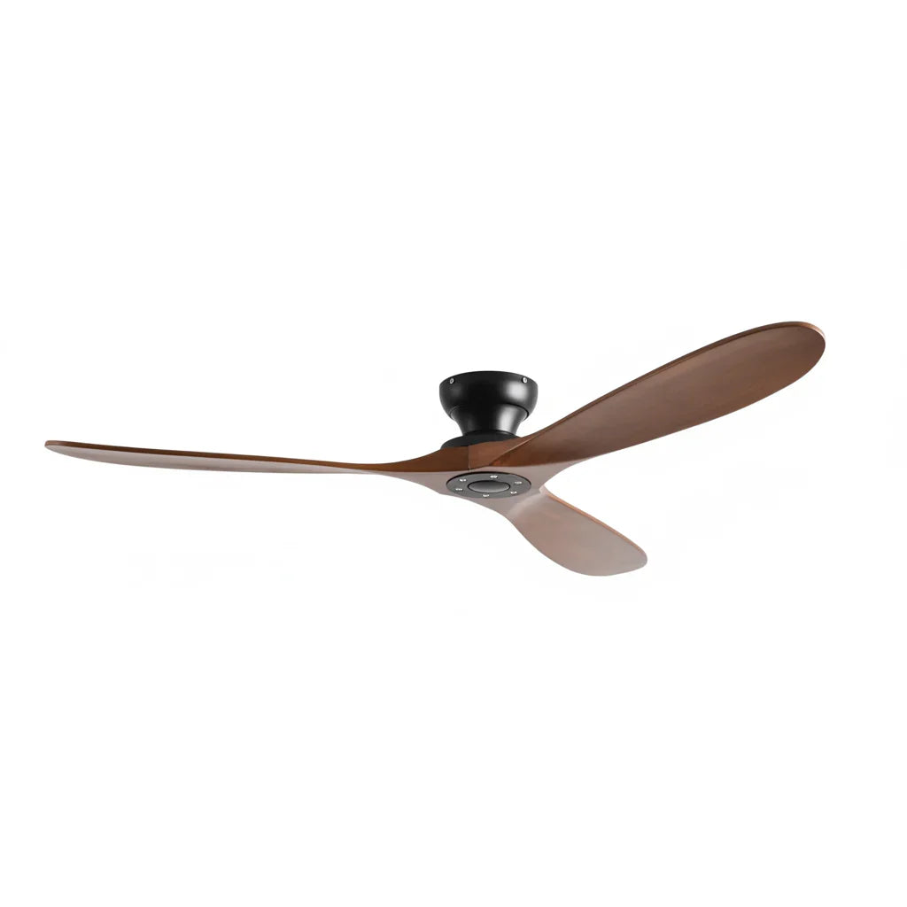 Tenebra | Ventilateur de plafond bois massif foncé et noir