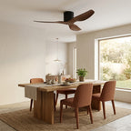 Atlante | Ventilateur de plafond ultra-plat noir et bois foncé