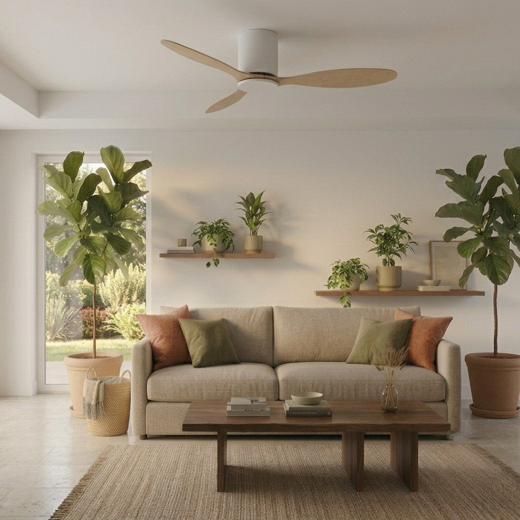 Avorio | Ventilateur de plafond moteur DC blanc et bois clair