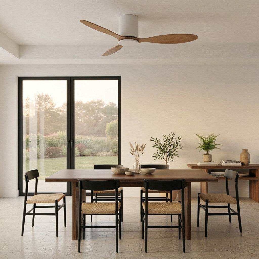 Avorio | Ventilateur de plafond moteur DC blanc et bois clair