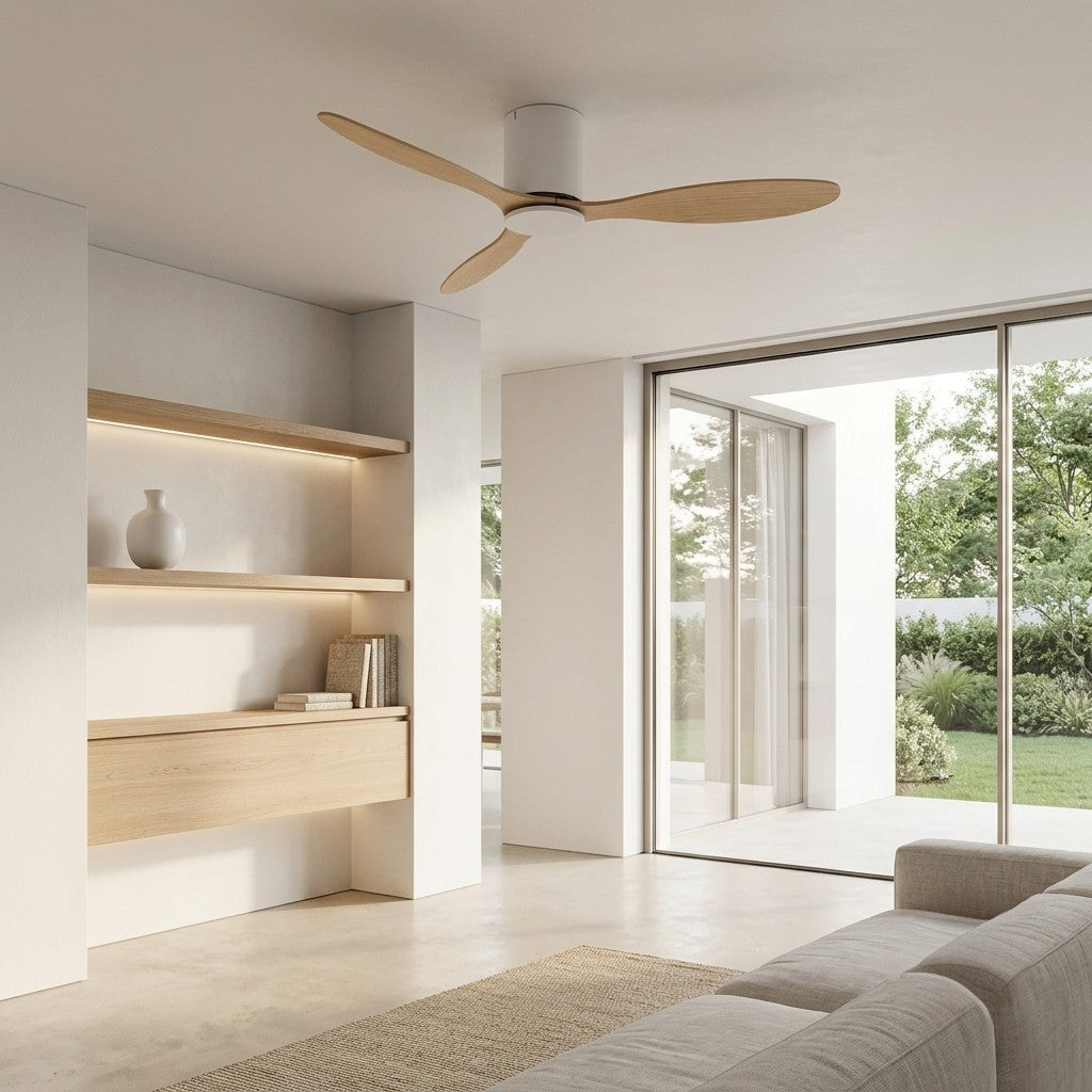 Avorio | Ventilateur de plafond moteur DC blanc et bois clair