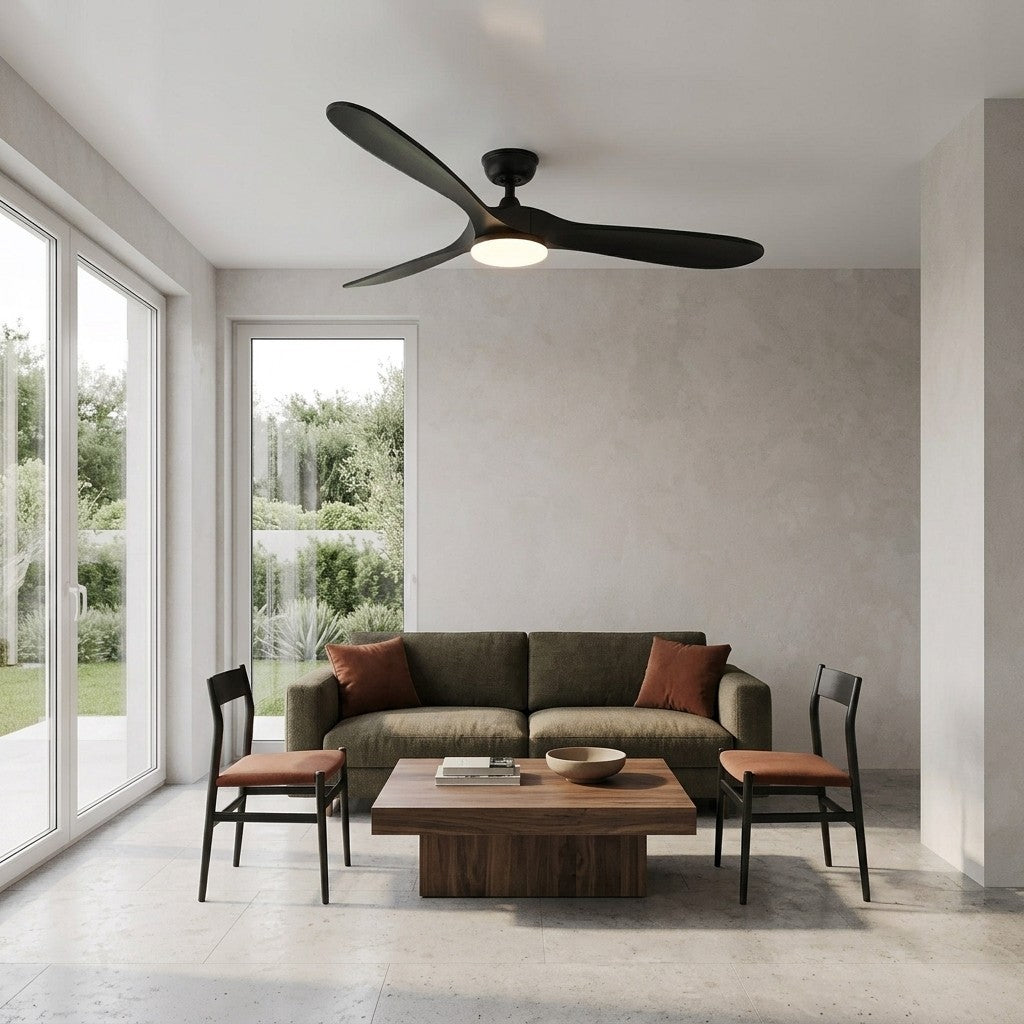 Corvo | Ventilateur de plafond vintage noir et ABS noir, LED intégrée