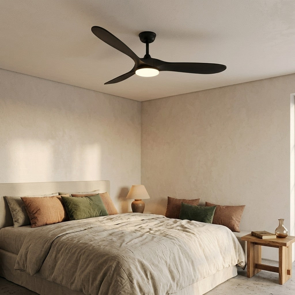 Corvo | Ventilateur de plafond vintage noir et ABS noir, LED intégrée