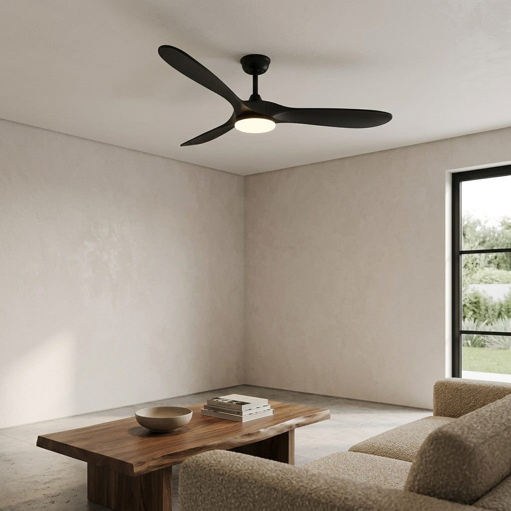Corvo | Ventilateur de plafond vintage noir et ABS noir, LED intégrée