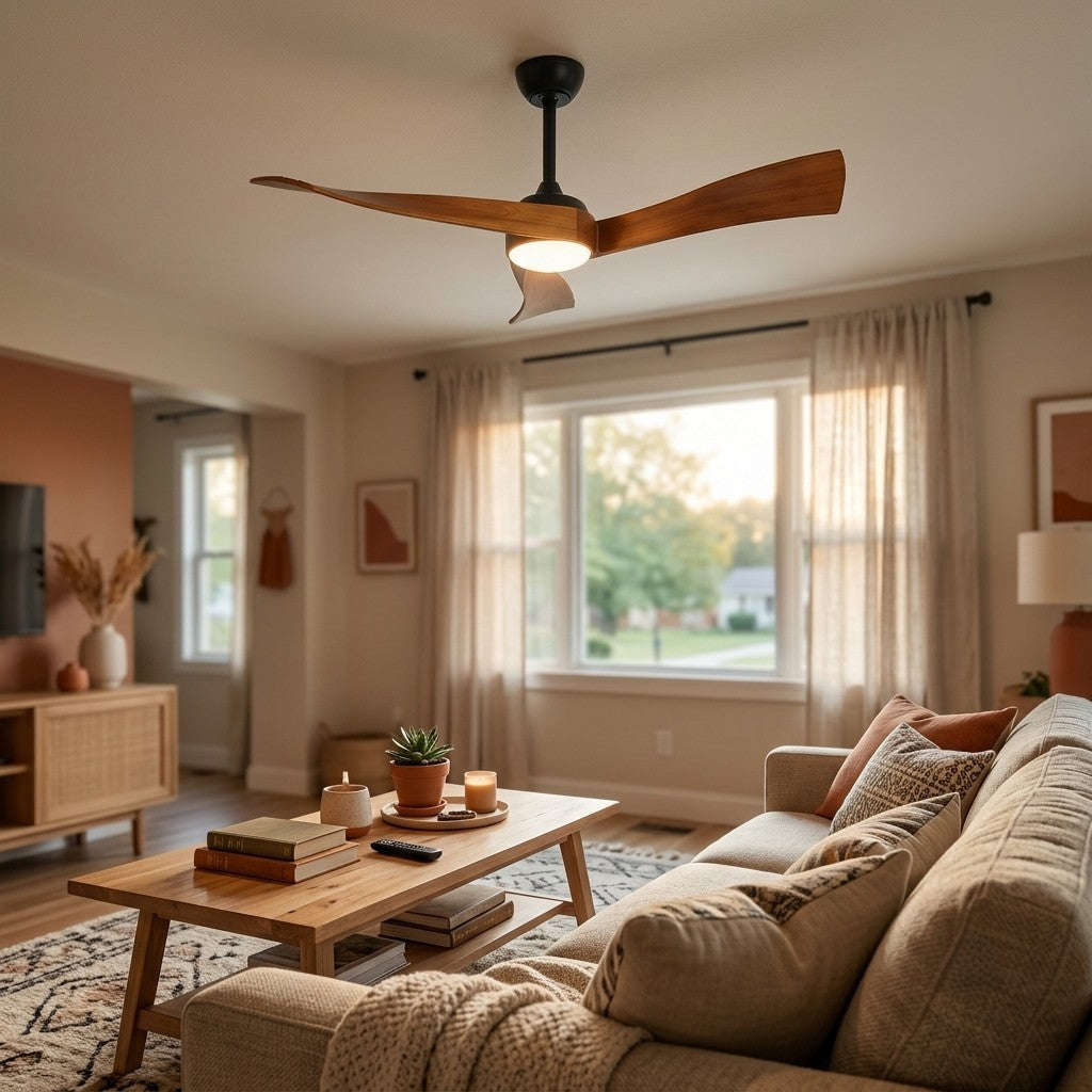 Fiordo | Ventilateur de plafond nordique LED intégrée, télécommande, 132 cm