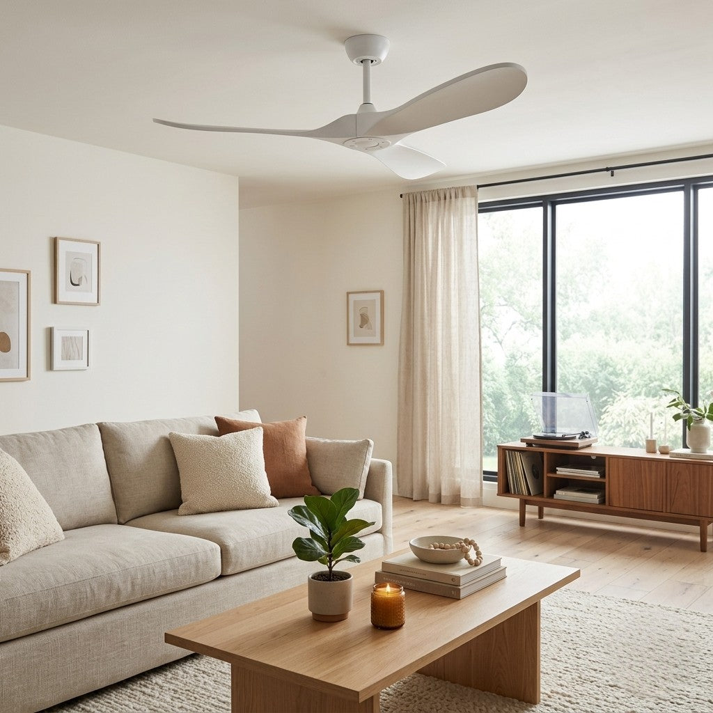 Latte | Ventilateur de plafond vintage blanc et ABS blanc