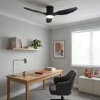 Ombra | Ventilateur design LED noir mat, moteur DC réversible 106/132 cm