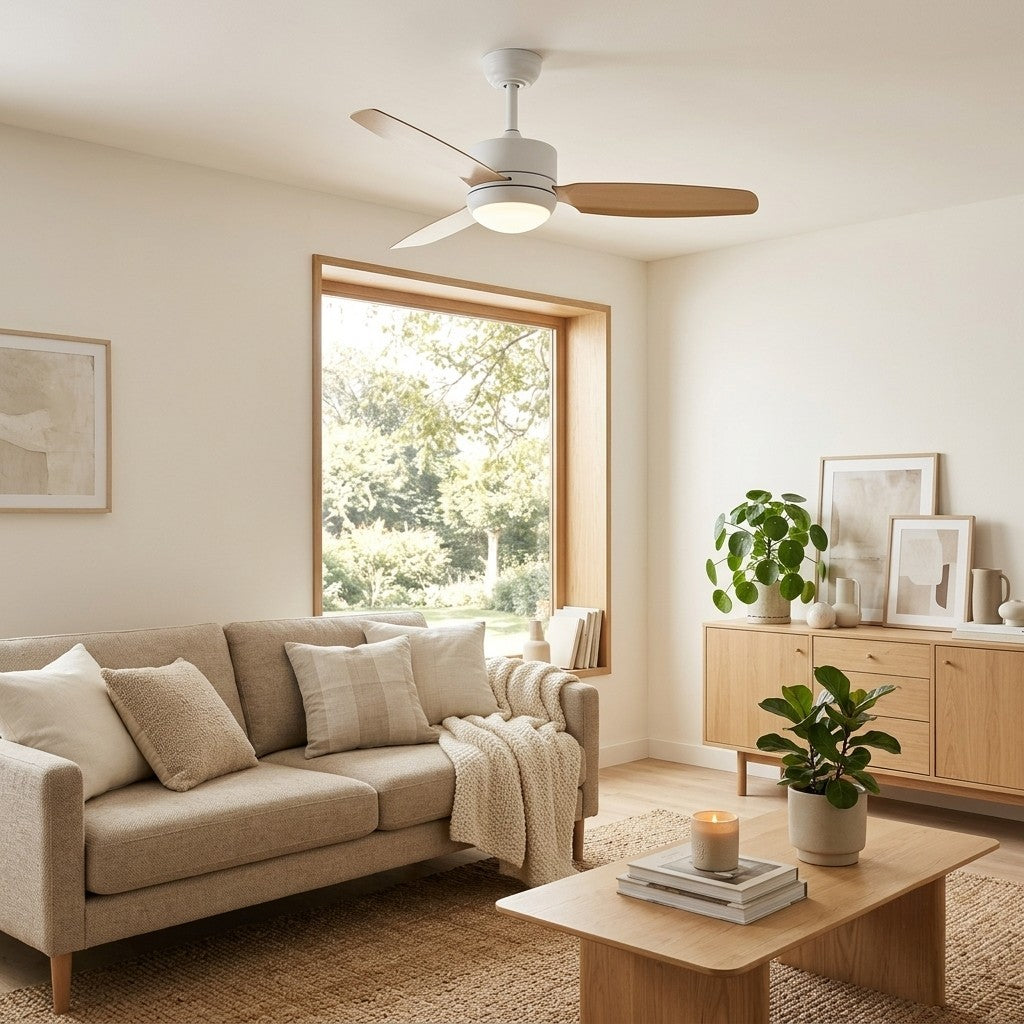 Perla | Ventilateur de plafond design LED intégrée, télécommande, 107 cm