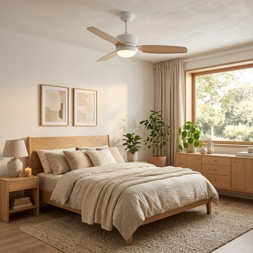 Perla | Ventilateur de plafond design LED intégrée, télécommande, 107 cm