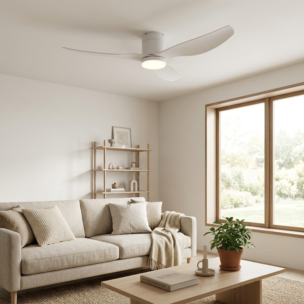 Puro | Ventilateur de plafond LED intégrée, blanc et ABS blanc