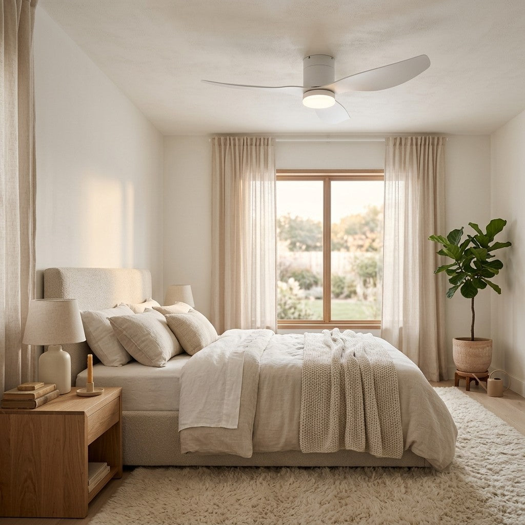 Puro | Ventilateur de plafond LED intégrée, blanc et ABS blanc