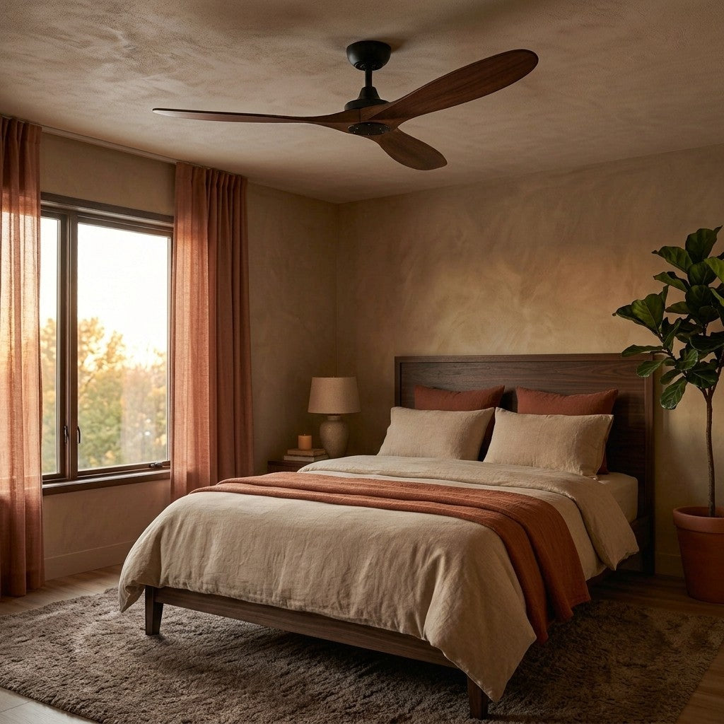 Tenebra | Ventilateur de plafond bois massif foncé et noir