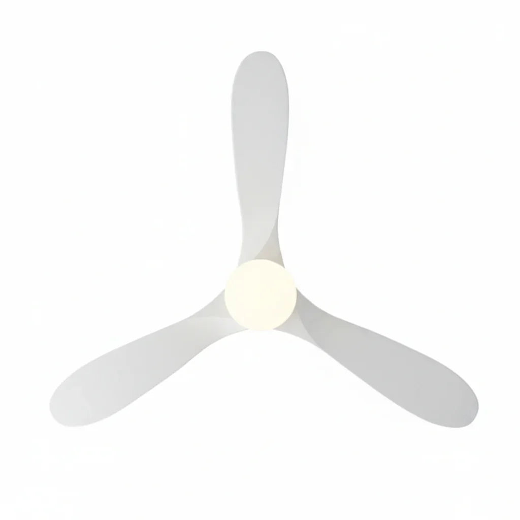 Nube | Ventilateur de plafond vintage blanc et bois blanc, LED intégrée