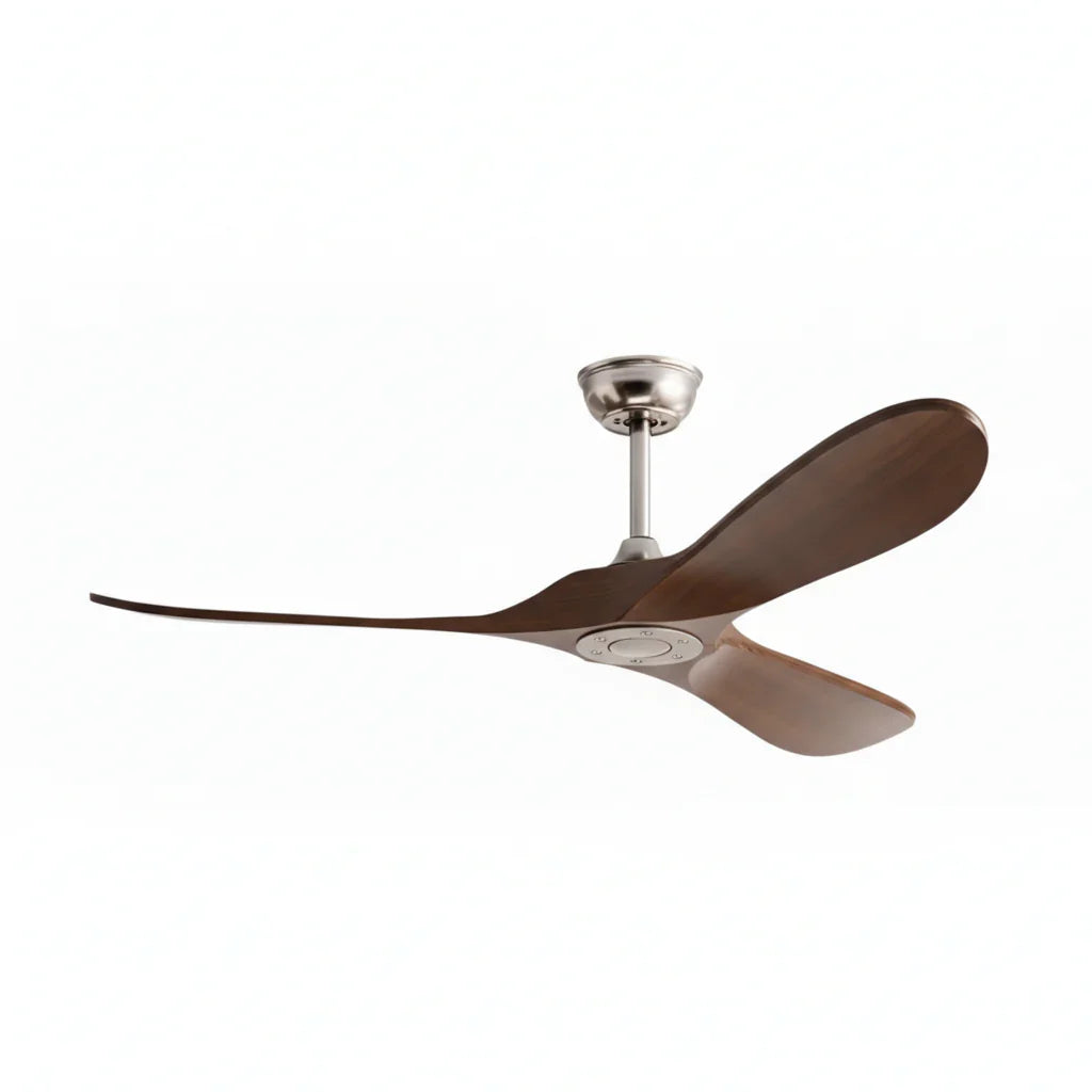 Noce | Ventilateur de plafond vintage argent et bois foncé, 3 pales