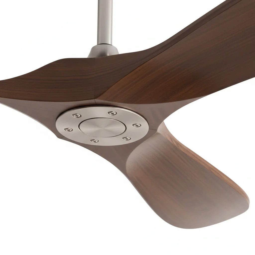 Noce | Ventilateur de plafond vintage argent et bois foncé, 3 pales