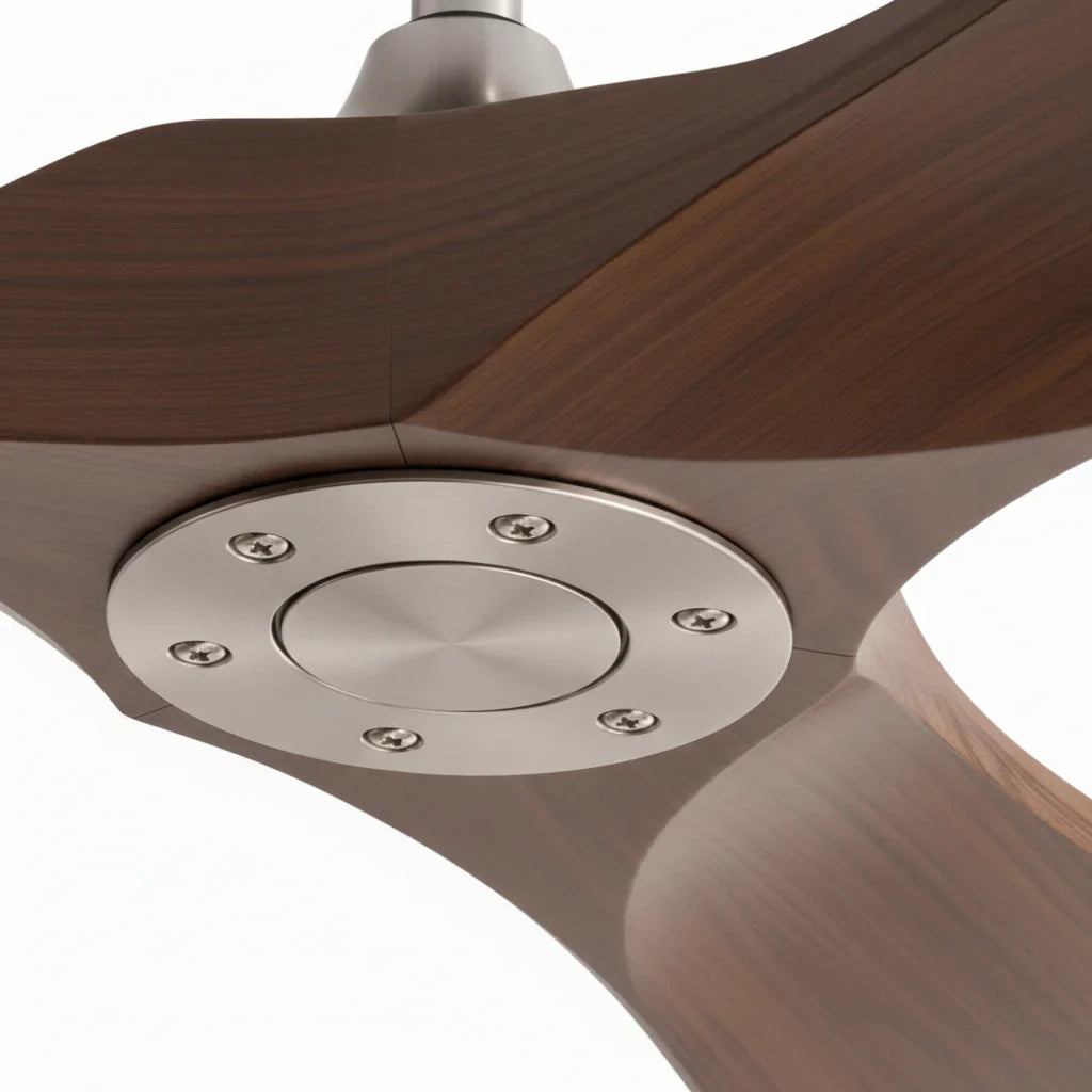 Noce | Ventilateur de plafond vintage argent et bois foncé, 3 pales