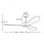 Chiaro | Ventilateur de plafond vintage bois clair et blanc, 3 pales