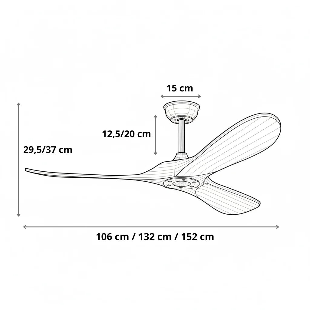 Noce | Ventilateur de plafond vintage argent et bois foncé, 3 pales