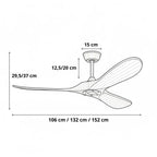 Noce | Ventilateur de plafond vintage argent et bois foncé, 3 pales